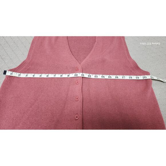 Lands End Vtg  90's  Dusty Rose Button Down Sleeveless Cotton Vest Womens Medium - Picture 4 of 7